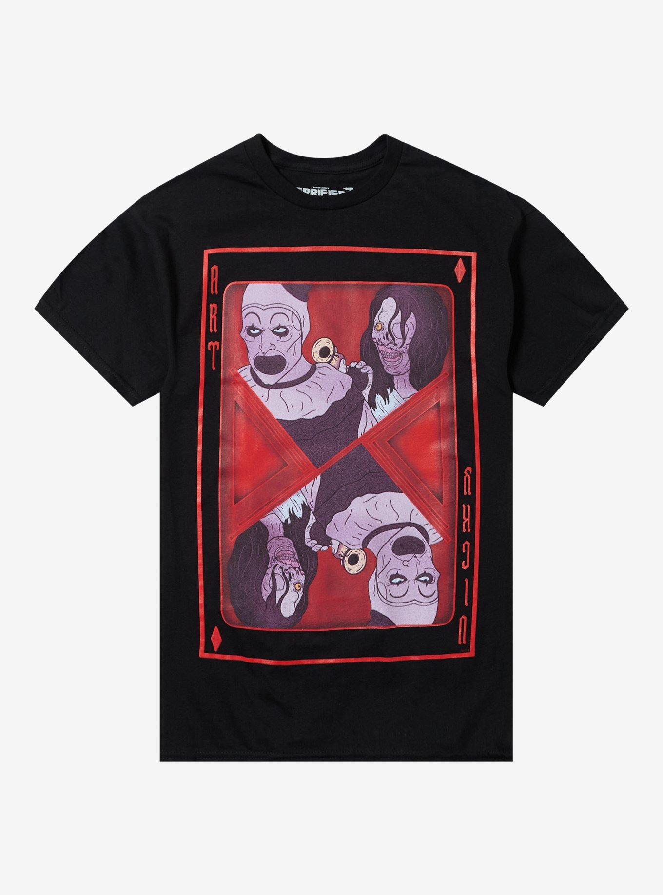 Terrifier Art The Clown Vicky Paying Card T-Shirt | Graphic T-Shirt for Unisex