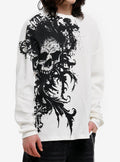 White & Black Skull Thermal Long-Sleeve T-Shirt