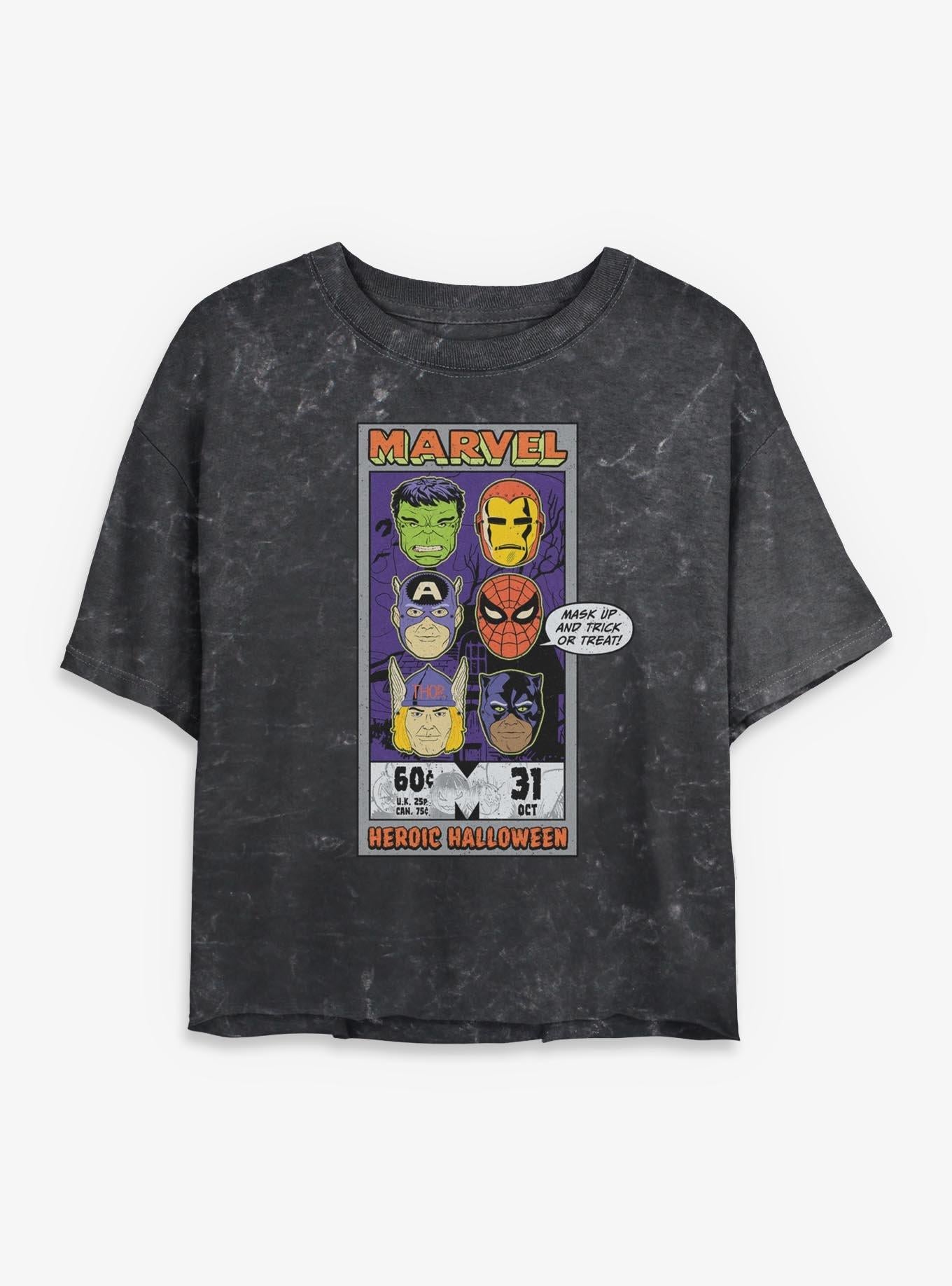 Marvel Heroic Halloween Girls Mineral Wash Crop T-Shirt