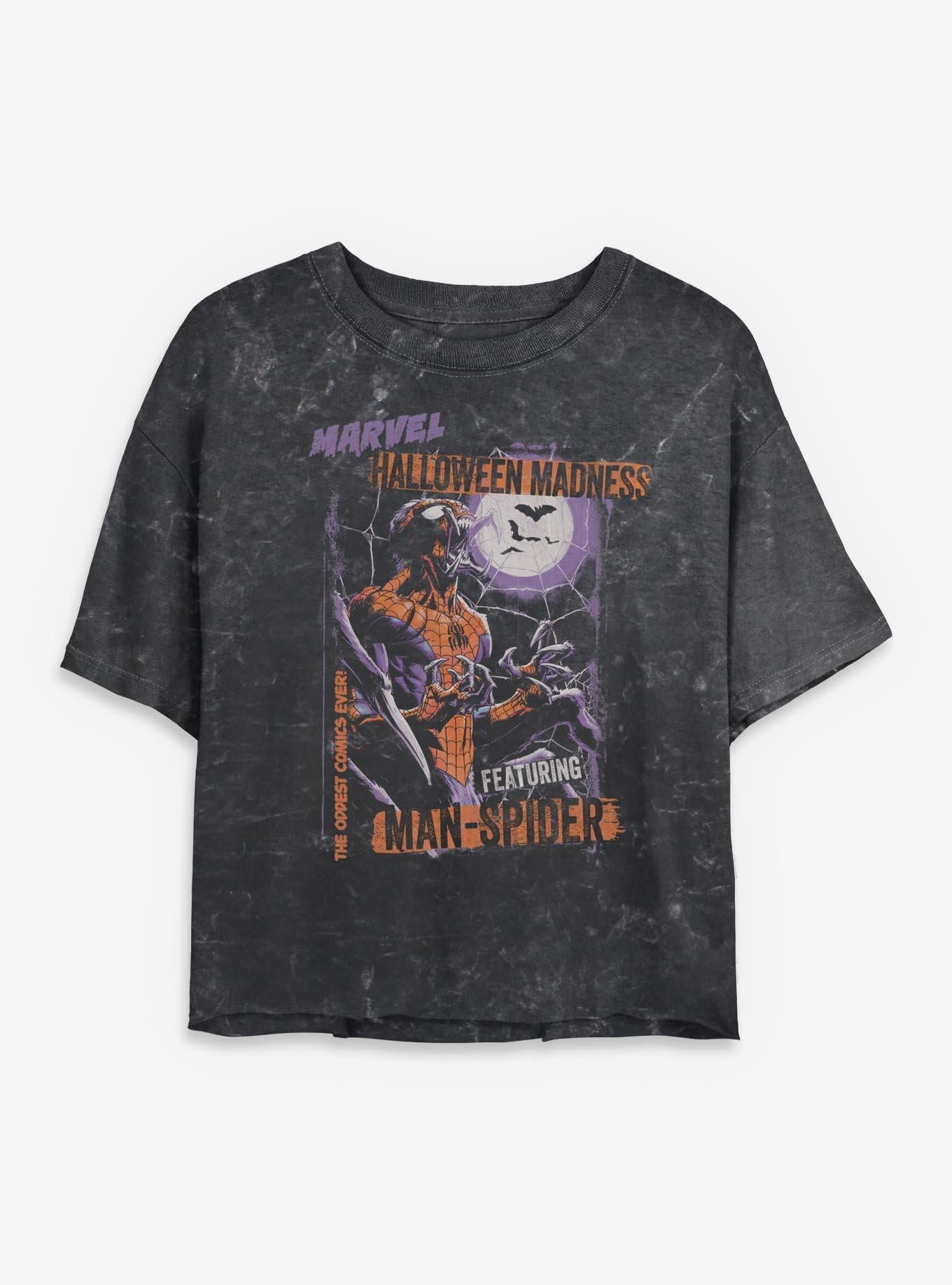 Marvel Spider-Man Halloween Madness Girls Mineral Wash Crop T-Shirt