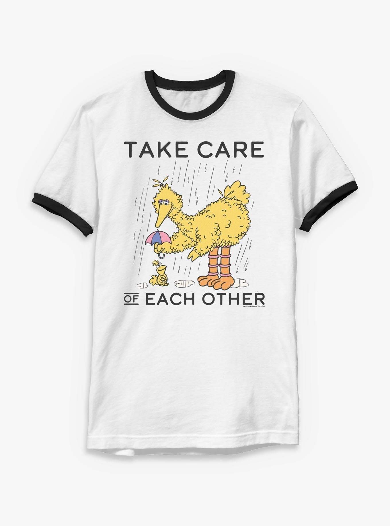 Sesame Street Take Care Of Each Other Ringer T-Shirt | Premium Unisex T-Shirt, Trending Graphic Tee