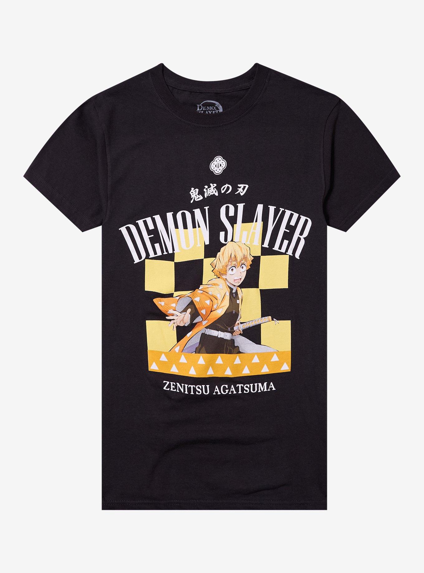 Demon Slayer Kimetsu No Yaiba Zenitsu Checker Shirt T Shirt New Arrival