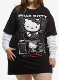 Hello Kitty Punk Long Sleeve Shirt Dress Plus Size Long Sleeve Tee US Trend