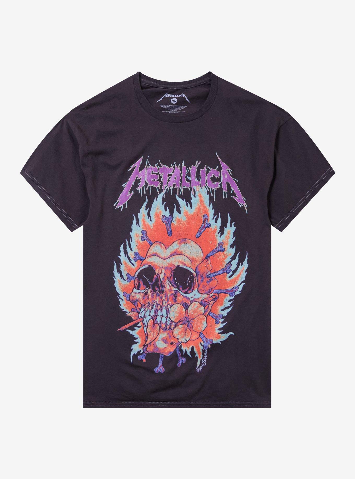 Metallica Flaming Flower Skull Shirt T Shirt US Trend