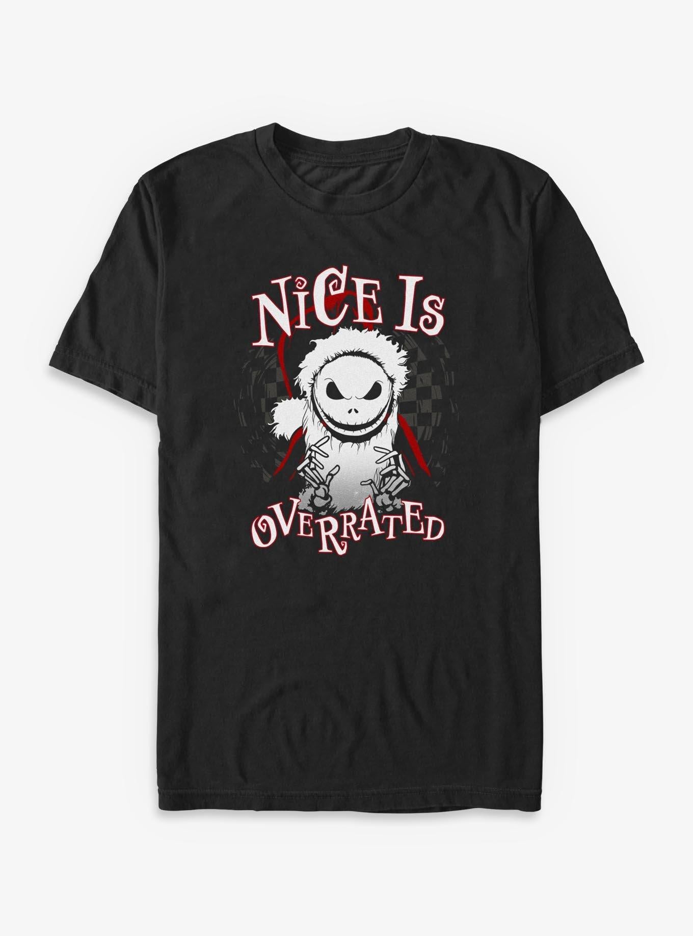 Disney The Nightmare Before Christmas Santa Jack Nice Is Overrated Big Tall T-Shirt | Graphic T-Shirt for Unisex