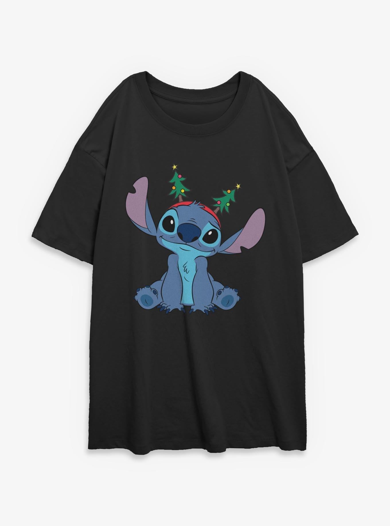 Disney Lilo Stitch Stitch Christmas Tree Headband Girls Oversized T-Shirt | Premium Unisex T-Shirt, Trending Graphic Tee