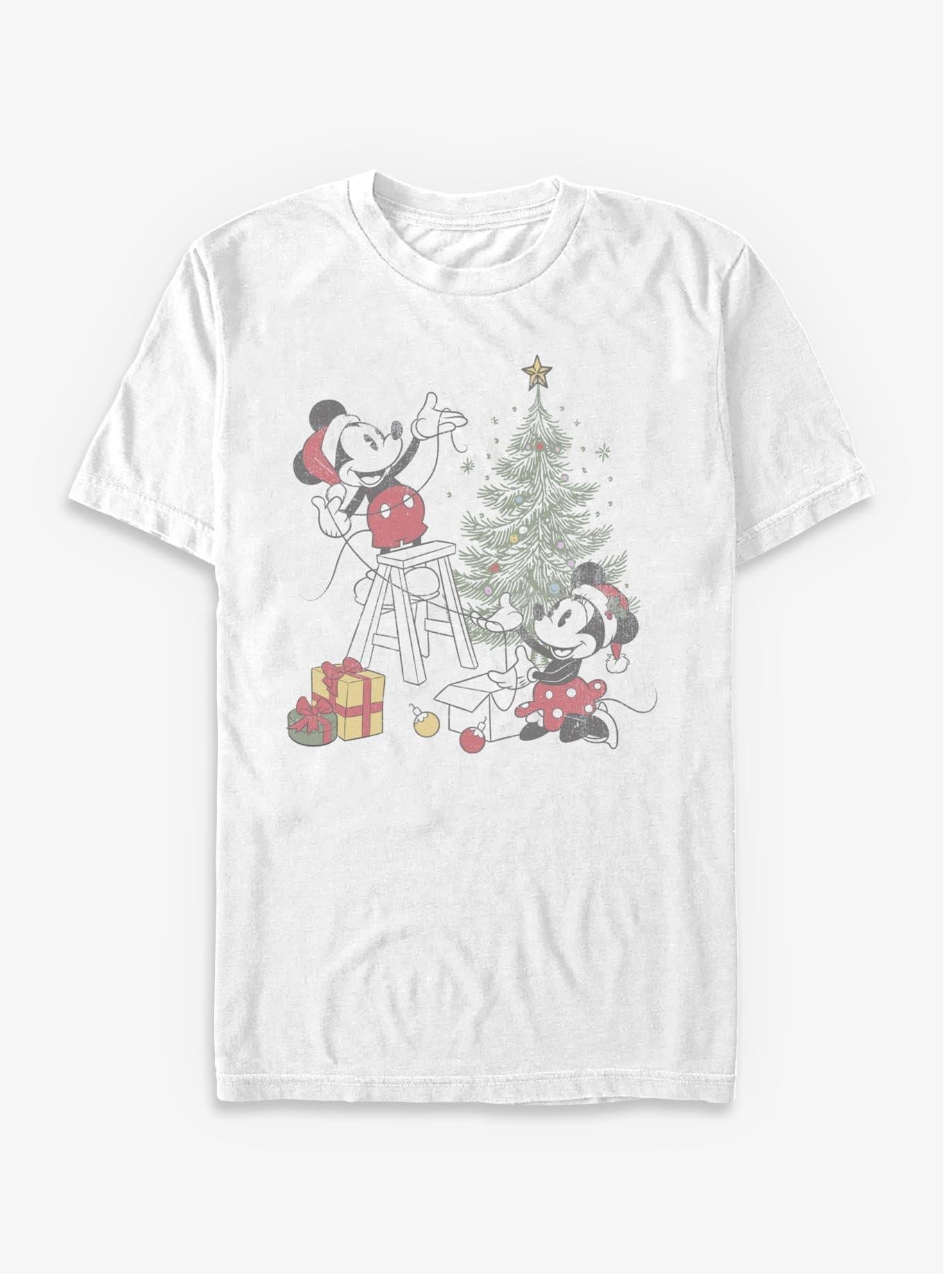 Disney Mickey Mouse Decorating The Christmas Tree T-Shirt | Premium Unisex T-Shirt, Trending Graphic Tee