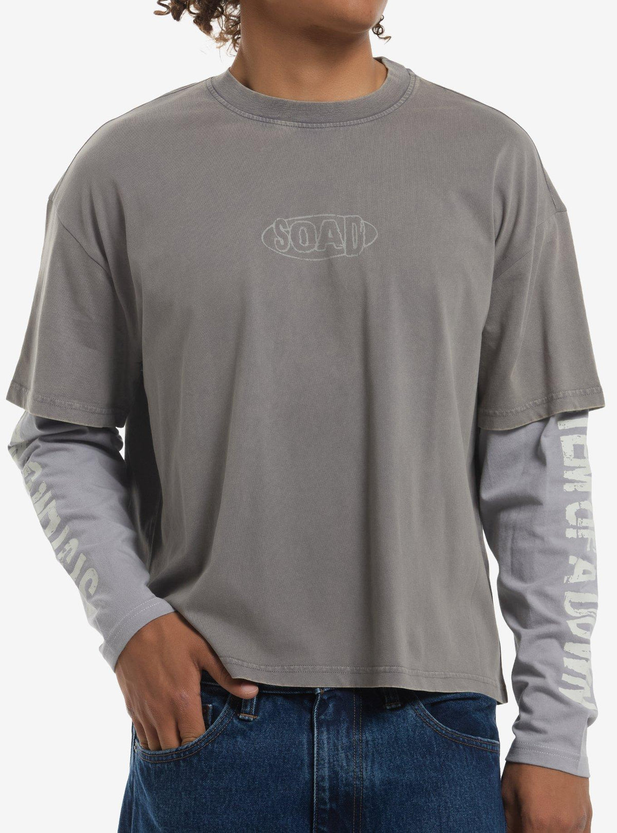 System Of A Down Grey Tonal Twofer Long-Sleeve T-Shirt
