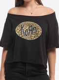 Korn Cheetah Logo Girls Off-Shoulder T-Shirt