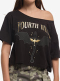 Fourth Wing Dragons Gold Foil Girls Off-Shoulder T-Shirt