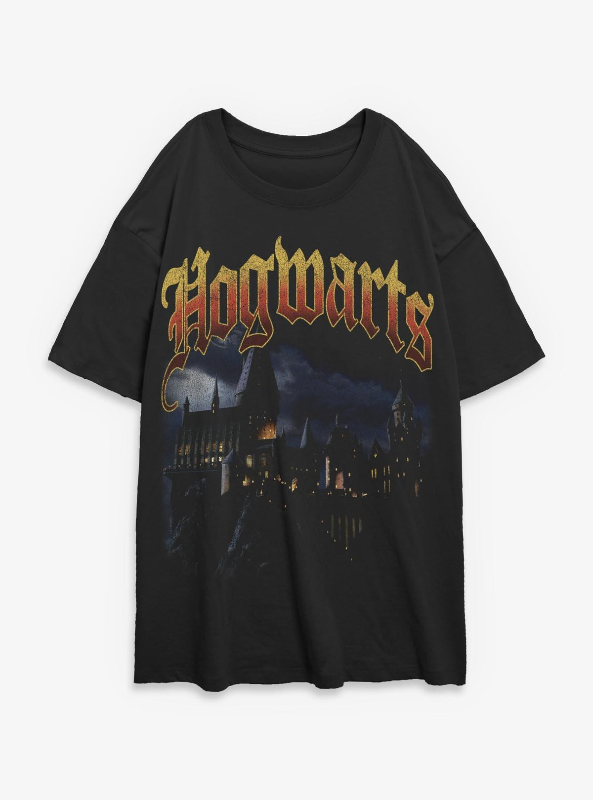 Harry Potter Hogwarts Castle At Night Girls Oversized T-Shirt
