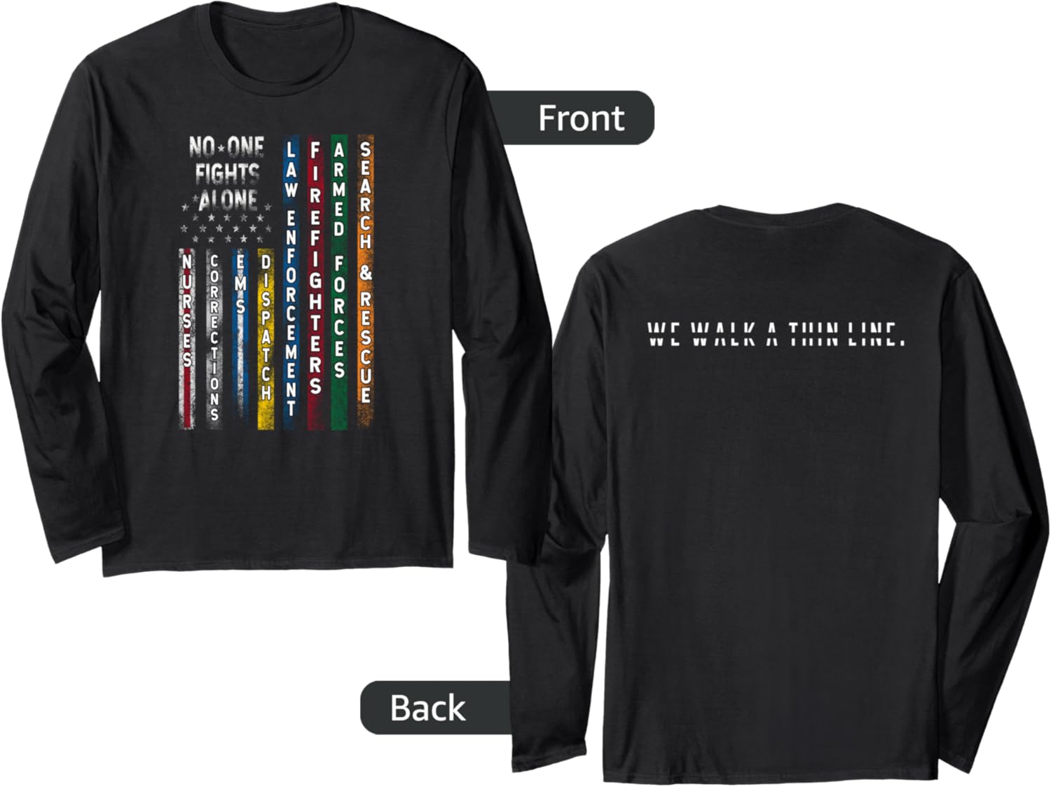First Responders Usa Flag Police Firefighter Appreciation Long Sleeve