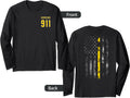 911 Dispatcher With The American Flag On The Back Long Sleeve