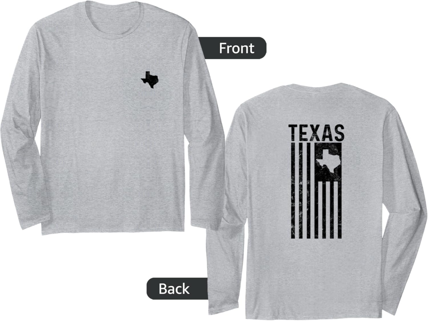 Texas American Flag Distressed Texan State Patriotic Long Sleeve
