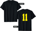 Yellow Number 11 On Back Sports Team Jersey Number
