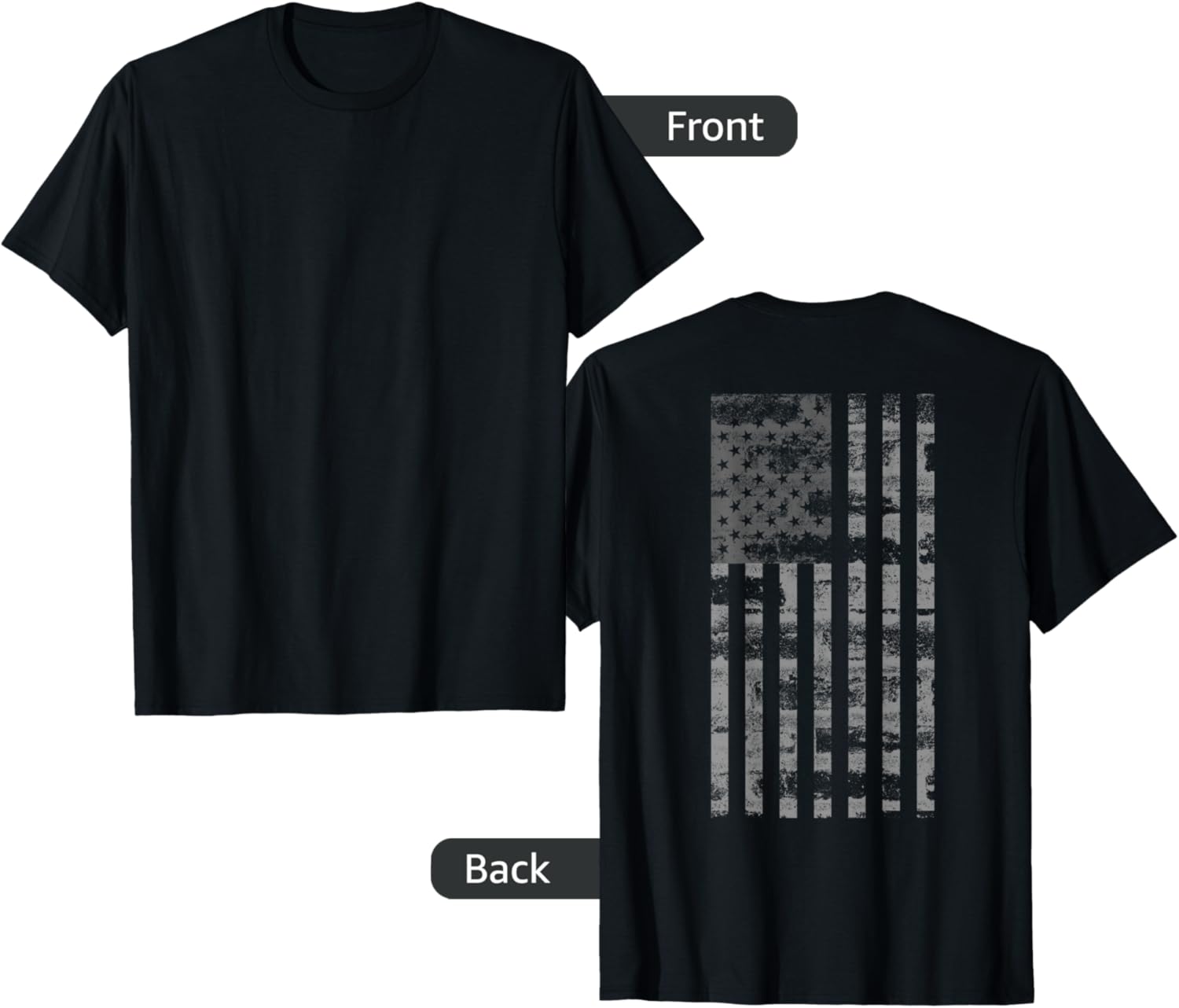 Art On Back American Flag Grey Black Patriotic