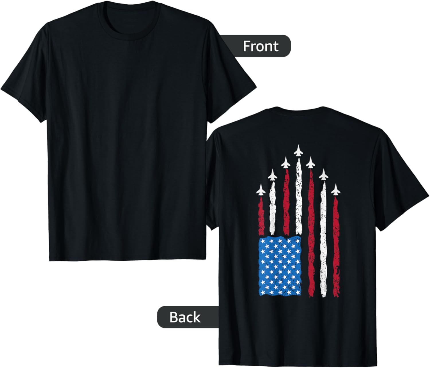 On Back Patriotic Usa Flag Fighter Jets Military 4Th Of July