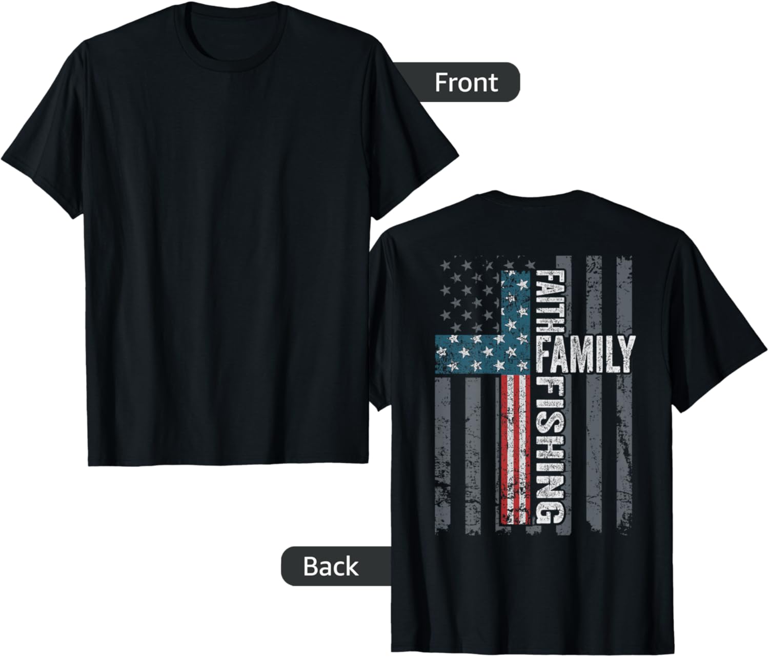 Faith Family Fishing Usa Christian Cross Flag On Back