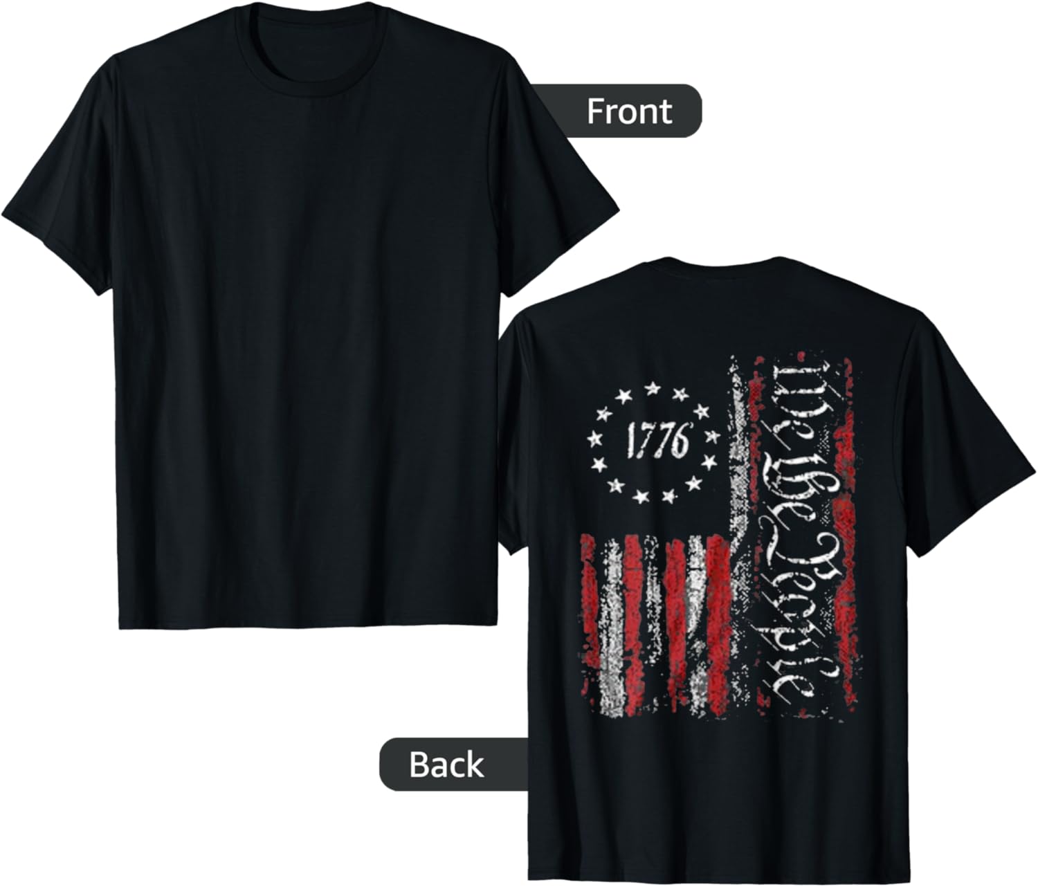 Print On Back American Flag Patriotic 1776 We The People Usa
