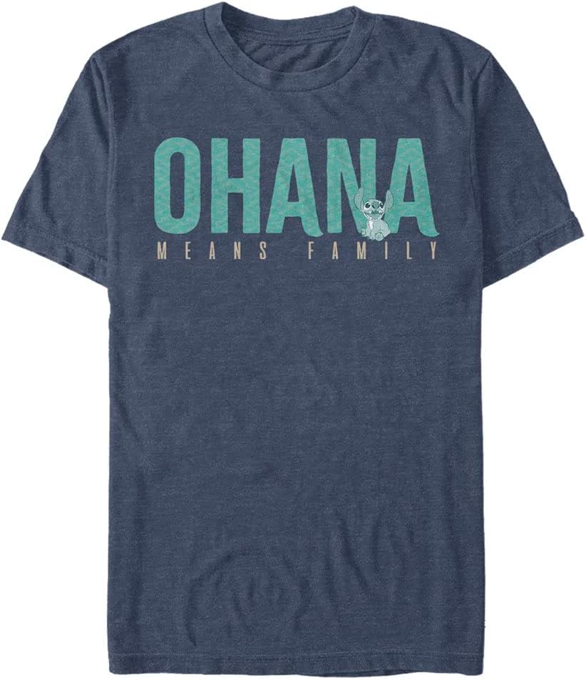 Big Tall Lilo Stitch Ohana Bold Mens Tops Short Sleeve Tee Shirt