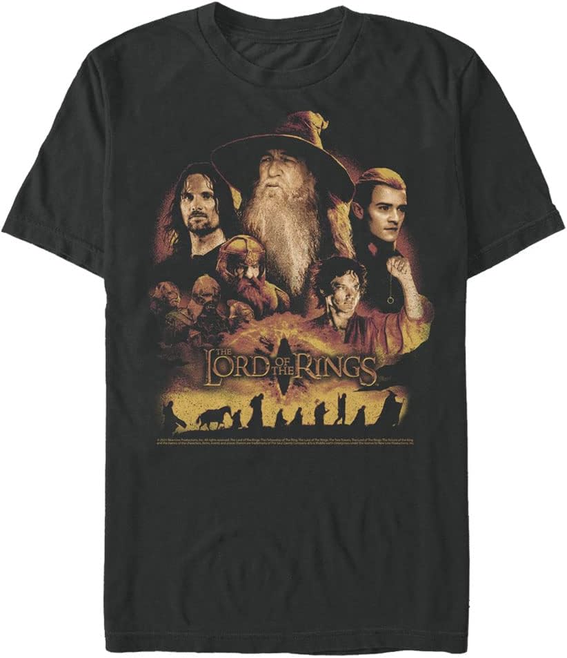 Warner Bros Lord Fellowship Of Ring Character Heads Mens Tops Short Sleeve