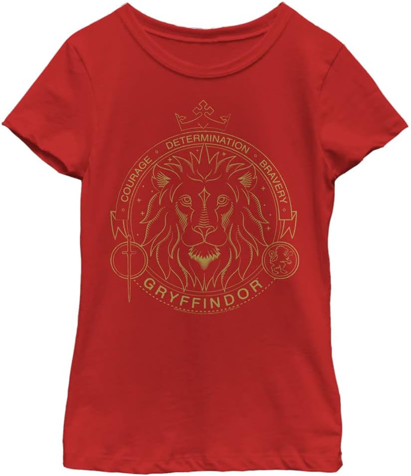 Harry Potter Girls Gryffindor Line Art Symbol T Shirt Red X Large