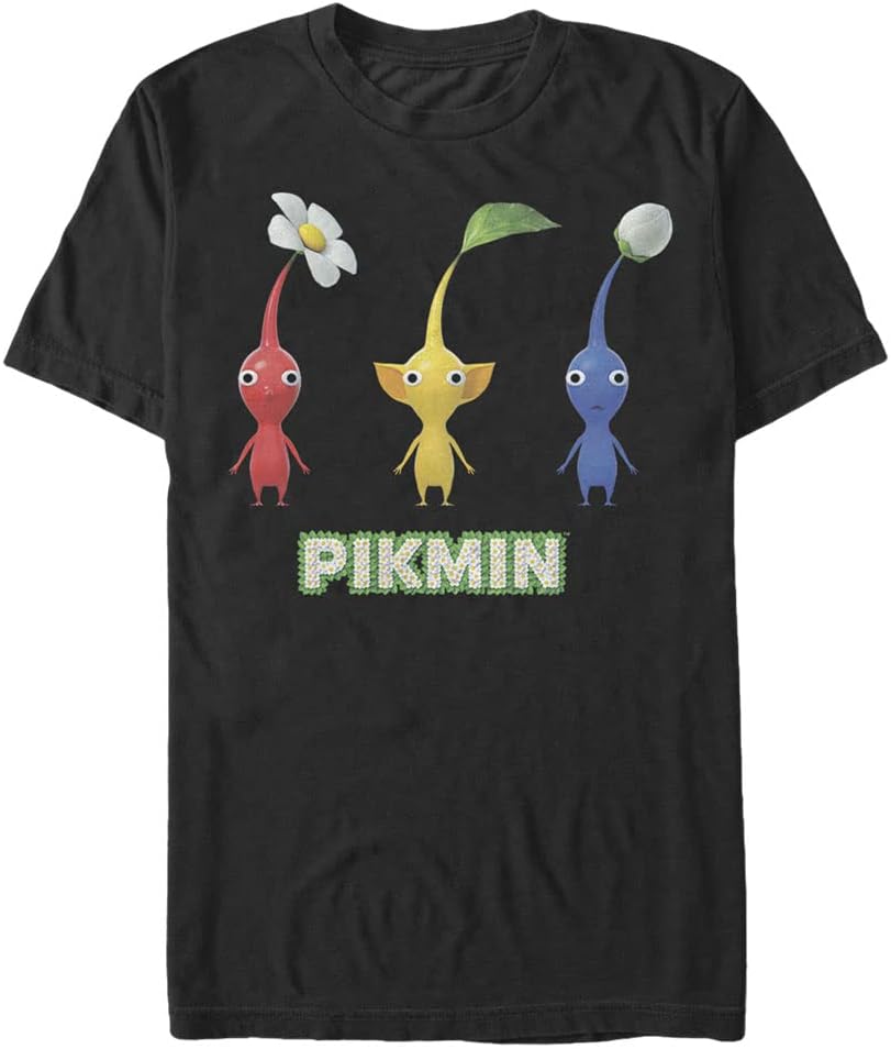 Nintendo Three Pikmin Mens Tall Tops Short Sleeve Tee Shirt Black