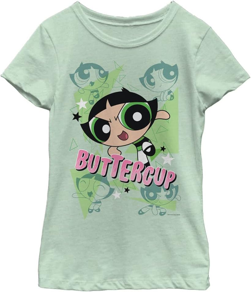 Warner Bros Unisex Child Powerpuff Girls Buttercup Moves Girls Short Sleeve Tee