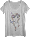Frozen Anna Flowers Womens Short Sleeve Tee Shirt