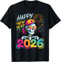 2026 Party Skull New Year Fireworks Celebration Unisex T-shirt, Sweatshirt, Hoodie, Long Sleeve Tee