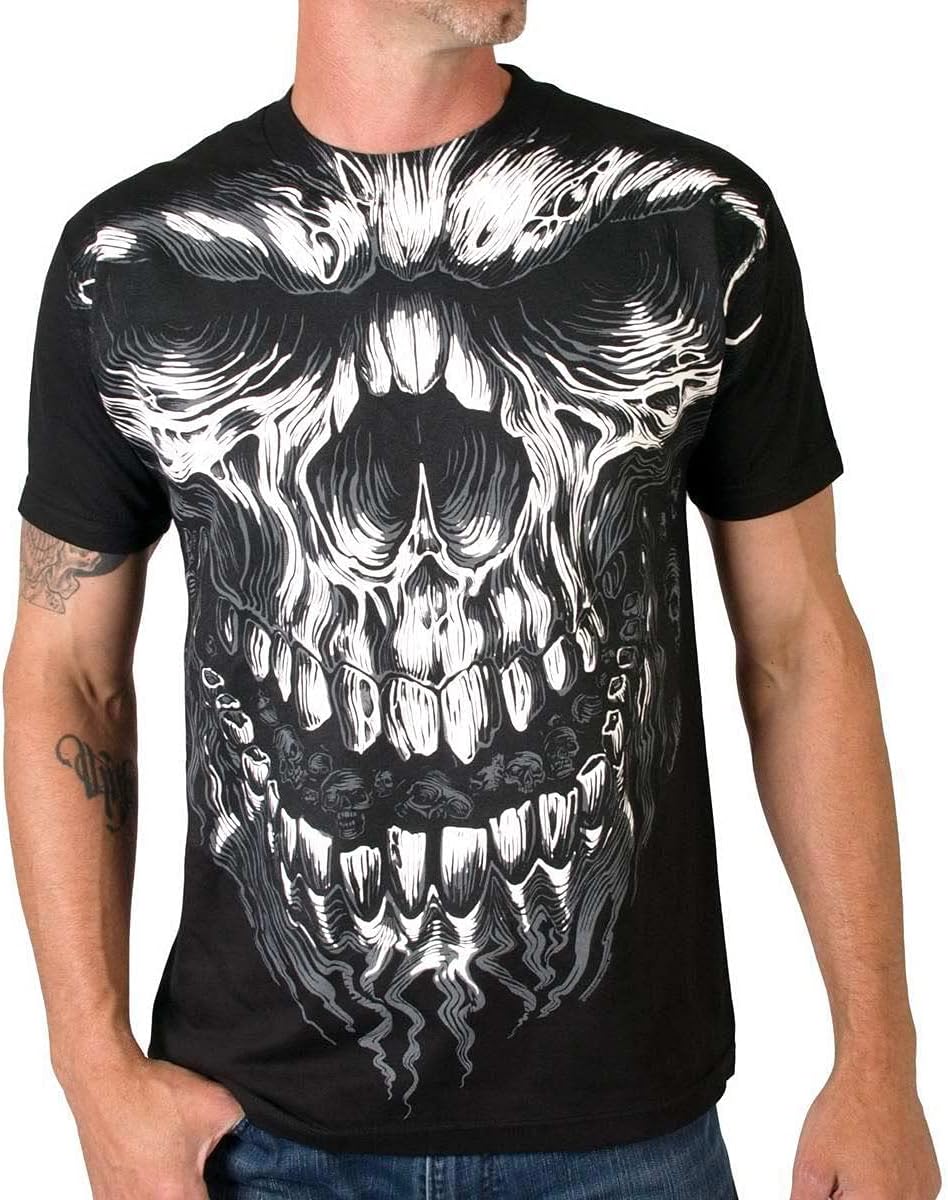 Hot Leathers Mens Shredder Skull Jumbo Print Shirt