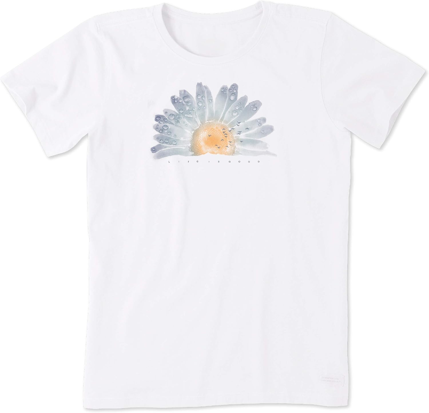 Life Is Good Watercolor Daisy Birds Graphic Shirt for Women 262