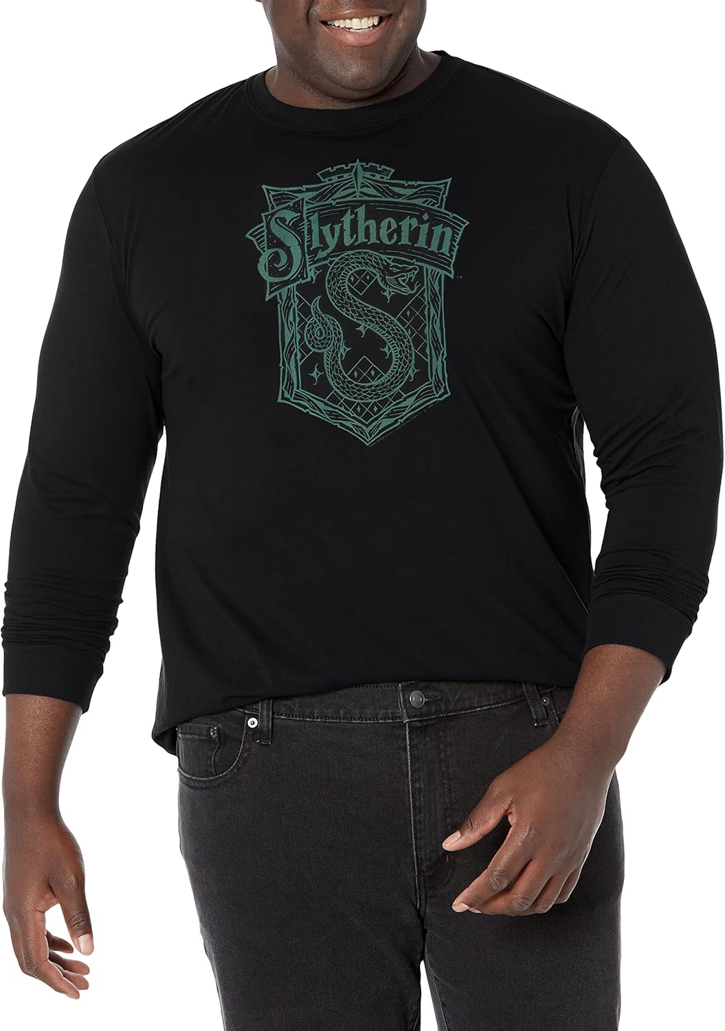 Harry Potter Mens Big Tall Slytherin Crest Long Sleeve T Shirt X