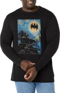 Warner Brothers Big Tall Batman Starry Mens Tops Long Sleeve Tee Shirt