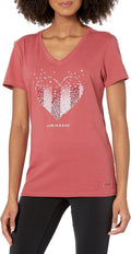 Life Is Good Womens Crusher Vee Heart Of Hearts Jet Black