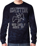 Liquid Blue Unisex Adult Standard Led Zeppelin Usa Tour 77 Tie Dye Long Sleeve