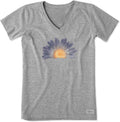Life Is Good Womens Crusher Tee Short Sleeve Cotton Graphic T Shirts Watercolor Daisy Birds