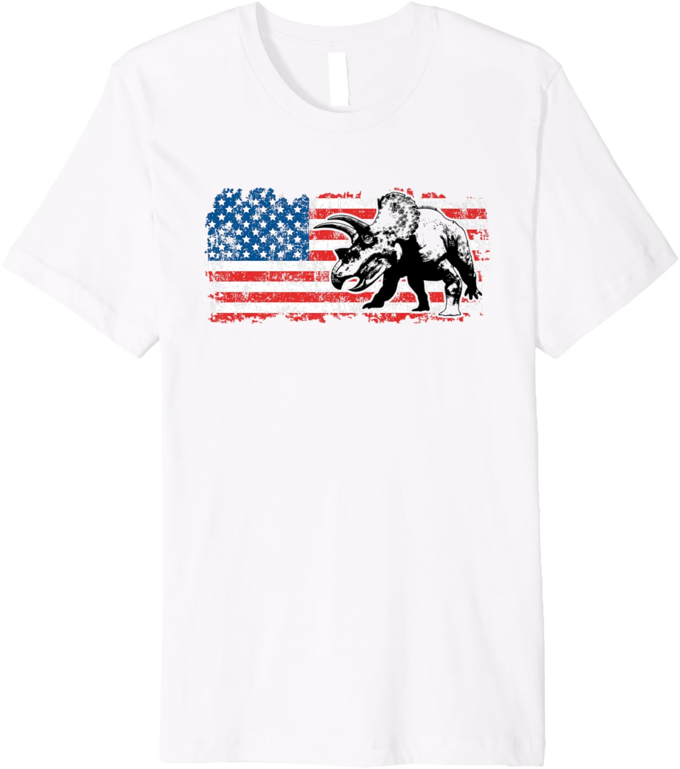 Mens Triceratops Dinosaur American Flag July 4Th Premium