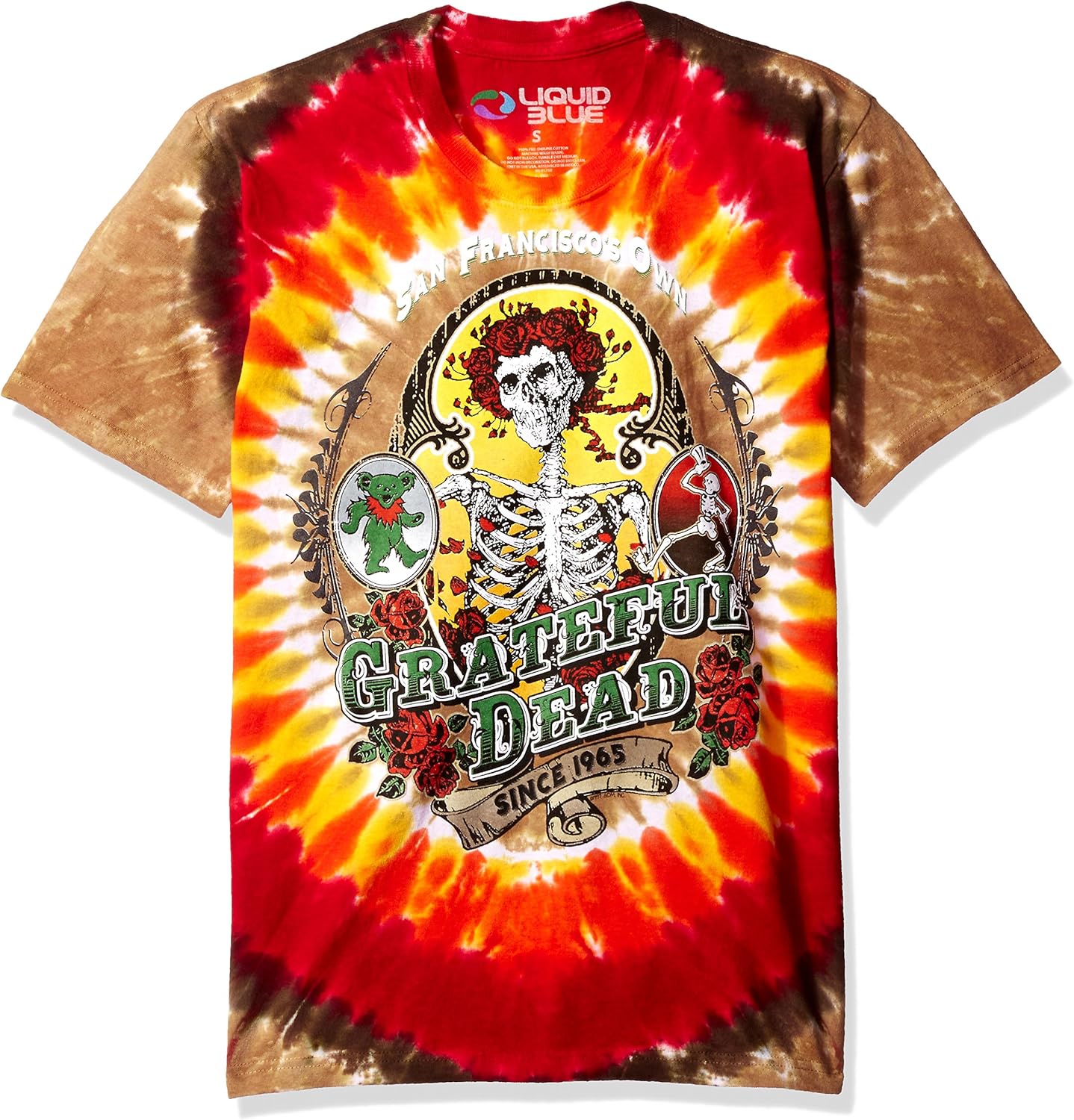 Liquid Blue Mens Grateful Dead Bay Area Beloved Tie Dye Short Sleeve