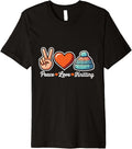 Peace Love Knitting Funny Yarn Lover Premium