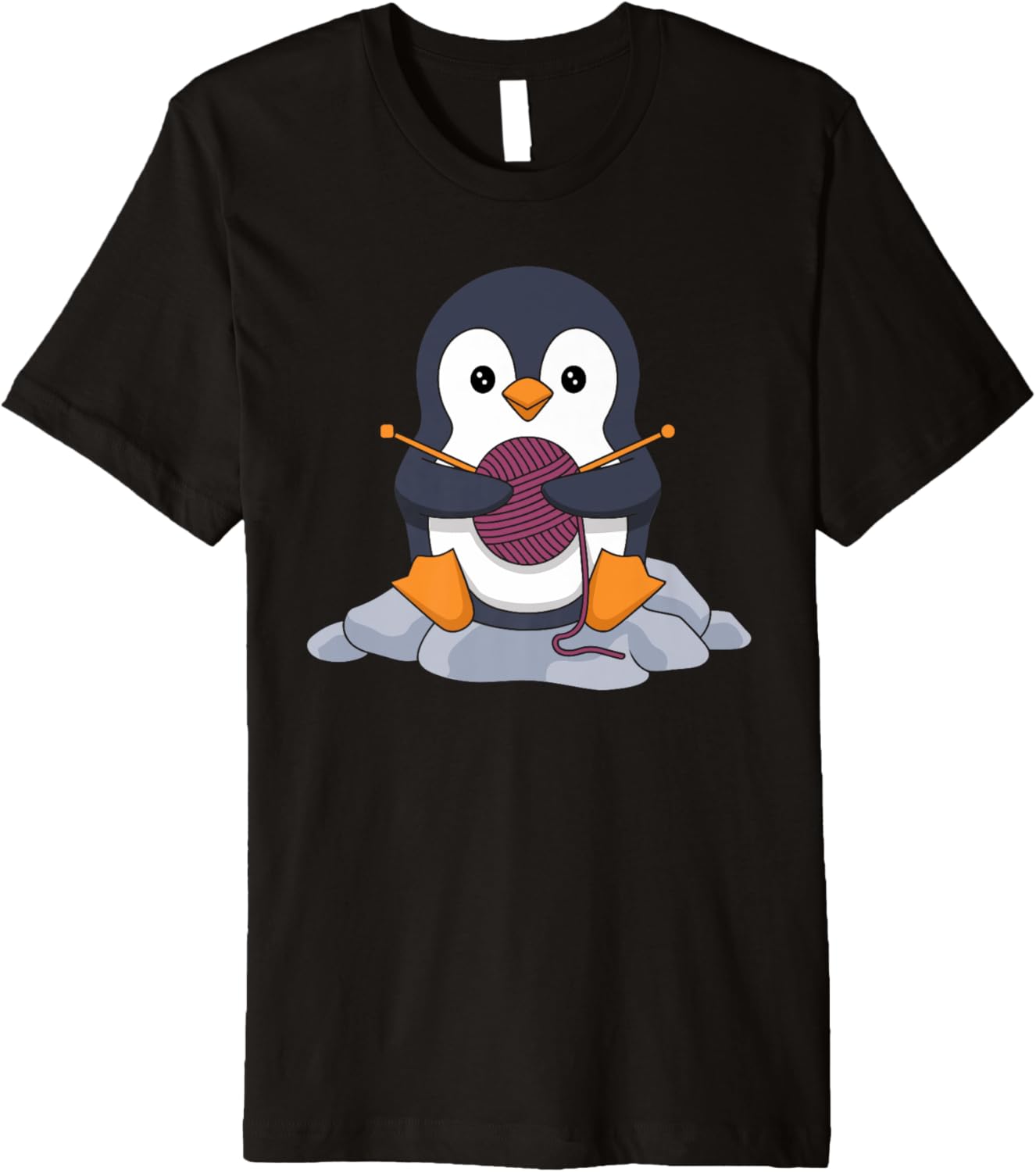 Knitting Penguin Embracing Cozy Yarn Craft Premium