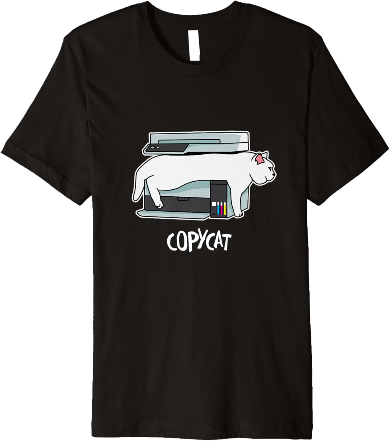 Funny Copycat Cat On Printer Premium