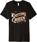 Knitting Queen Retro Typography Yarn Lover Premium