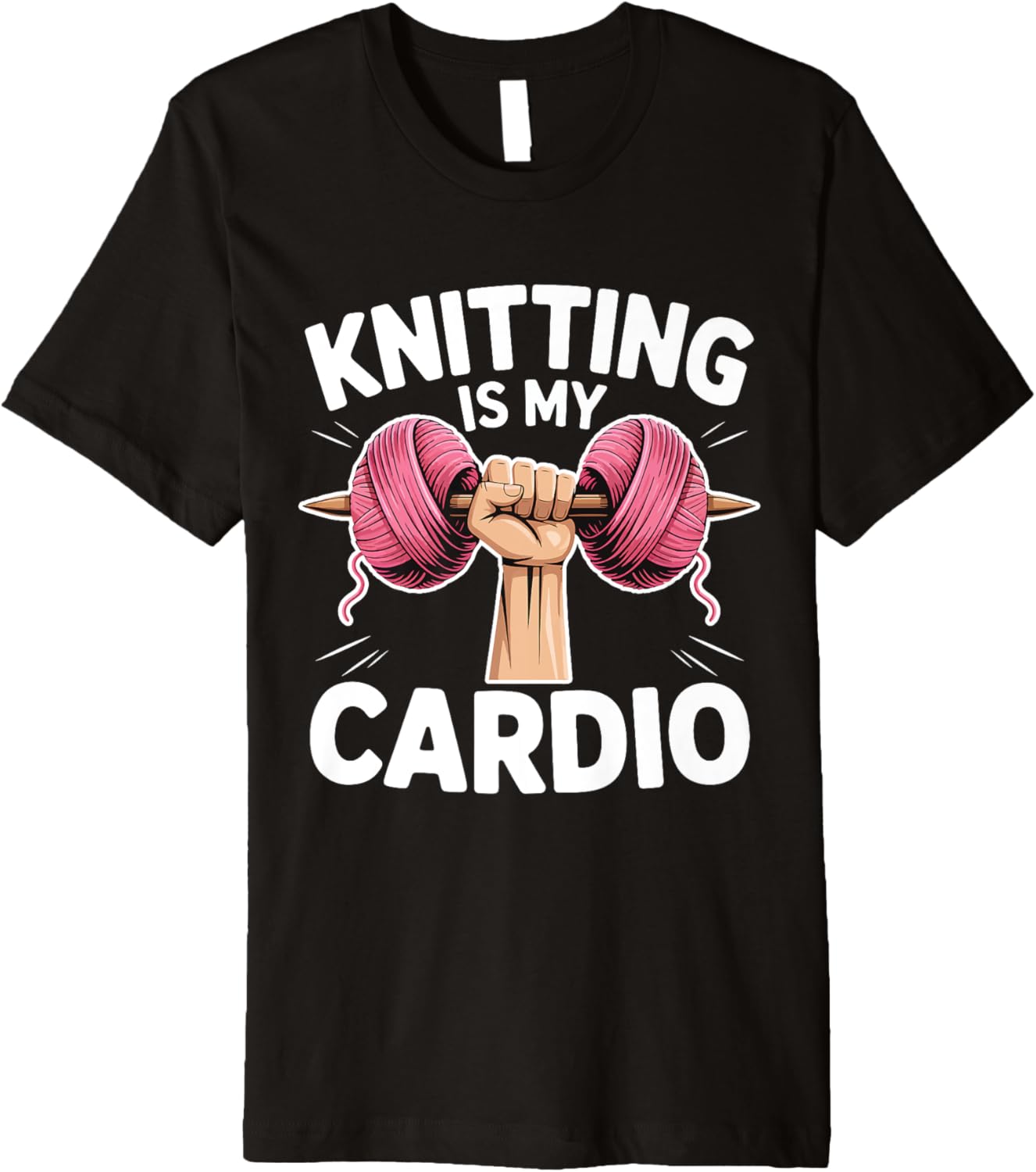 Knitting Is My Cardio Funny Hobby Crafters Dumbbell Yarn Premium