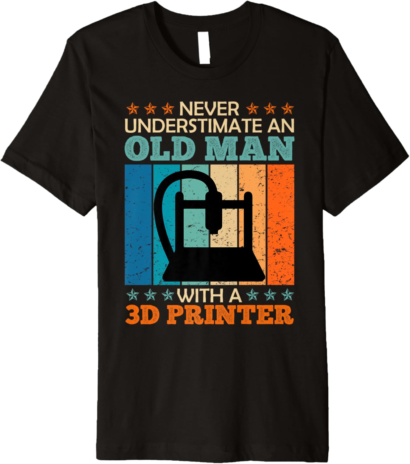 3D Print Never Underestimate A Man With 3D Printer Men Premium
