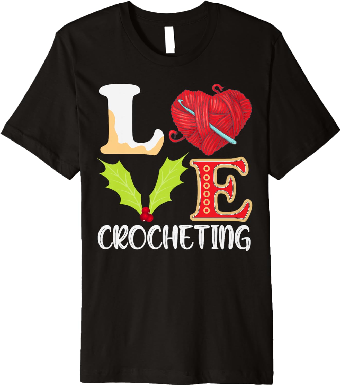 Love Crocheting Xmas Holiday Crochet Knitting Yarn Christmas Premium