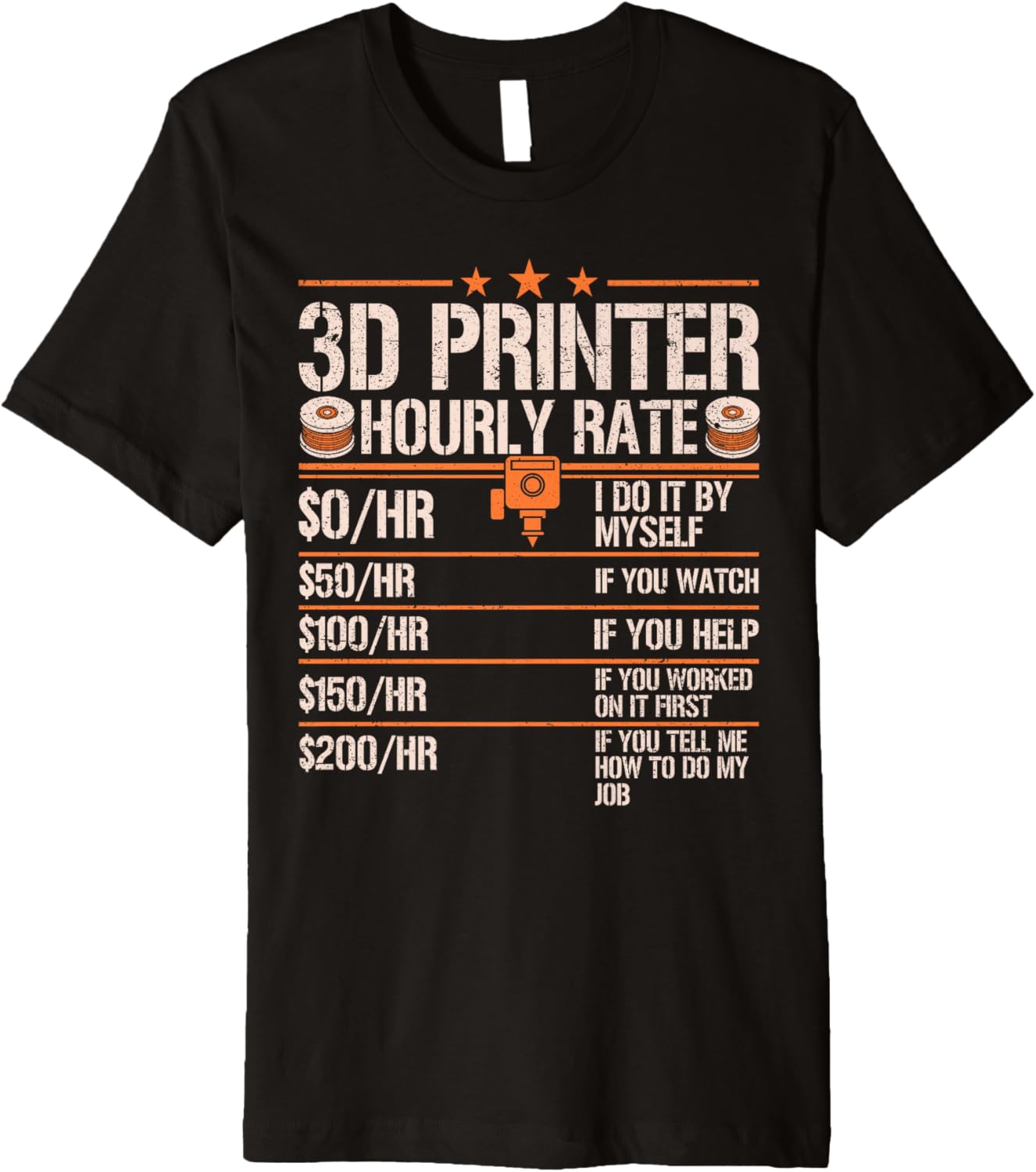 3D Printer Hourly Rate 3D Printing Funny Premium