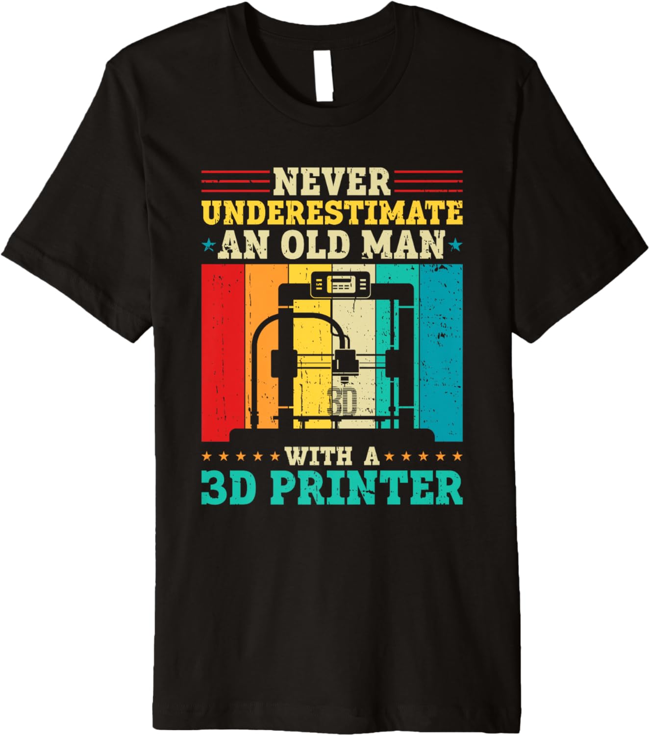 Mens 3D Print 3D Printing Retro Vintage Old Man With A 3D