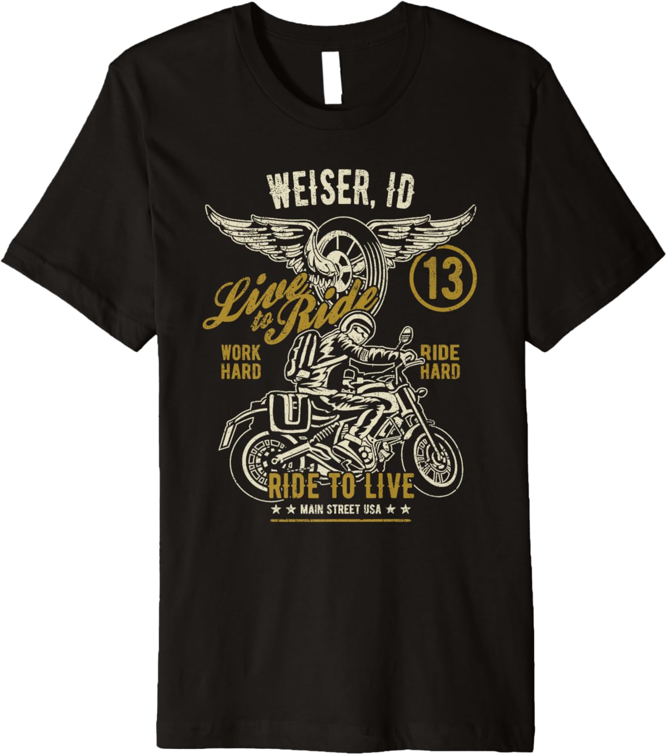 Weiser Idaho Usa Retro Distressed Style Motorcycle Design Premium