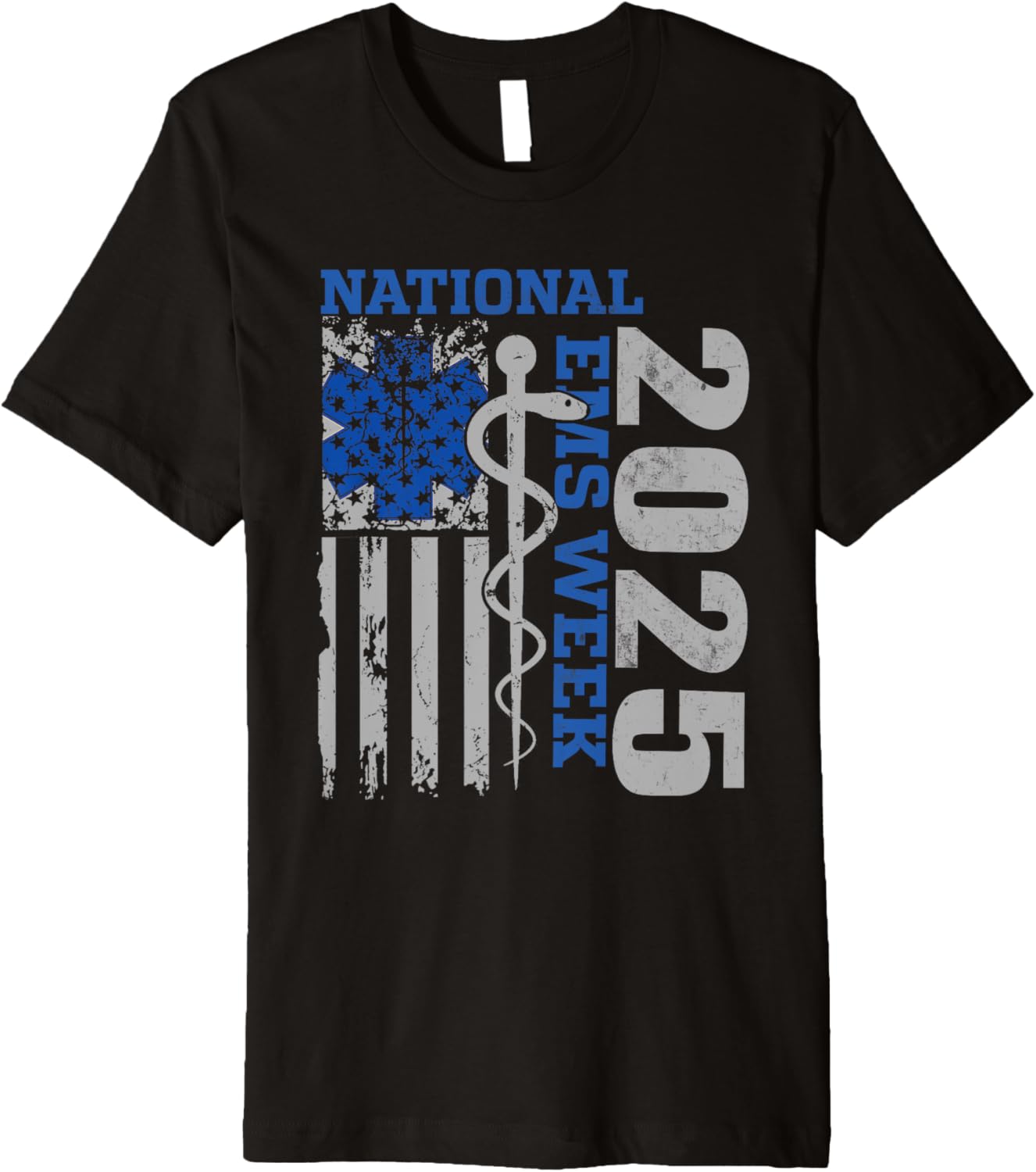 National Ems Week 2025 Usa Flag Emergency Medical Services Premium